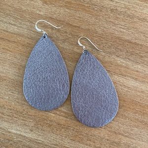 Nickel & Suede Gunmetal Gray Leather earrings